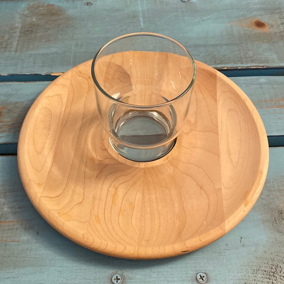Uncommon Goods Cookies and Milk Wooden Platter With Milk Glass in Center - Picture 3 of 16